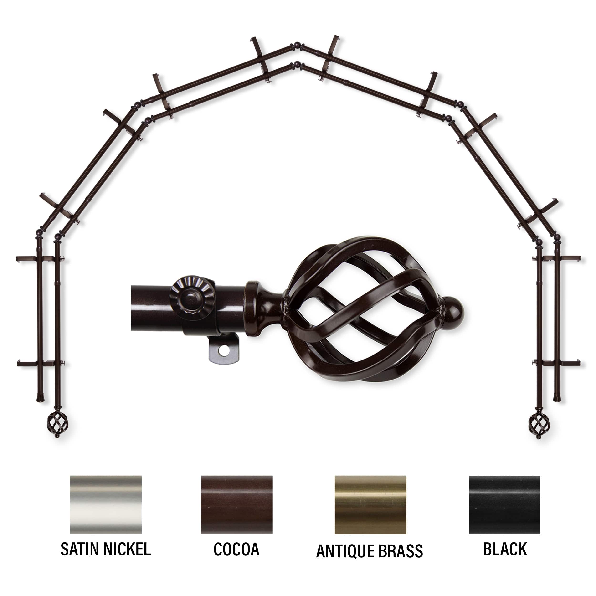 InStyleDesign Torison 13/16" 6Sided Double Bay Window Curtain Rod